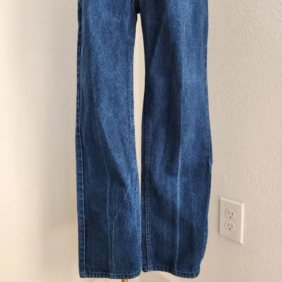 Vintage 90s Lee High Waist Straight Leg Jeans Dark Wash Denim USA Made 2 - Picture 4 of 14